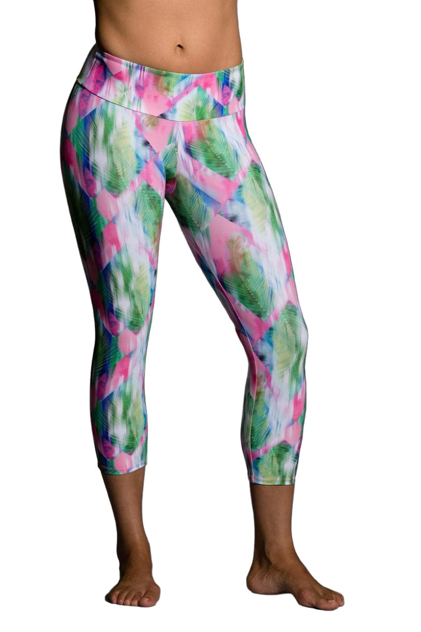 Onzie Hot Yoga Capri 202 Diamond Palm - front view
