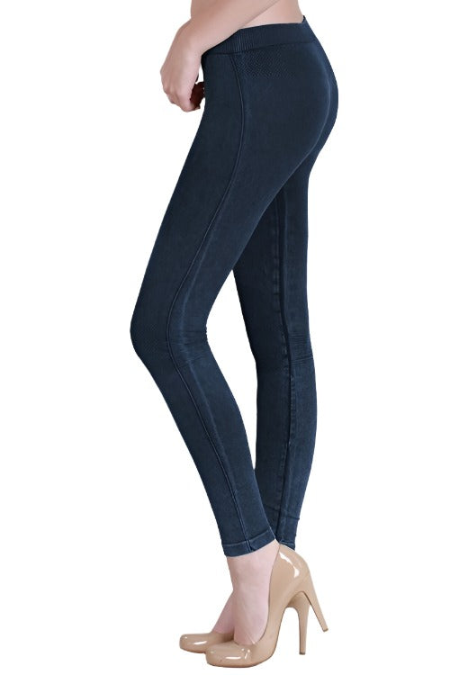 NikiBiki Vintage Knee Checker Legging - Denim Blue - Side View