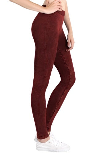 NikiBiki Vintage Knee Checker Legging - DK Burgundy - Side View