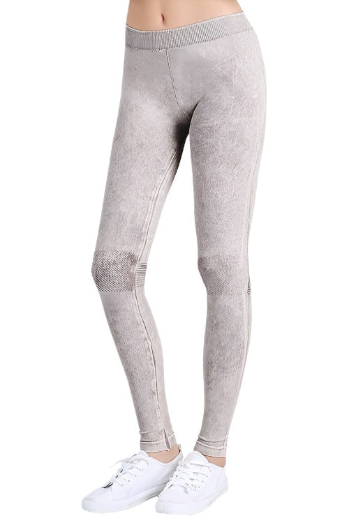 NikiBiki Vintage Knee Checker Legging - Cool Grey - Front Side view