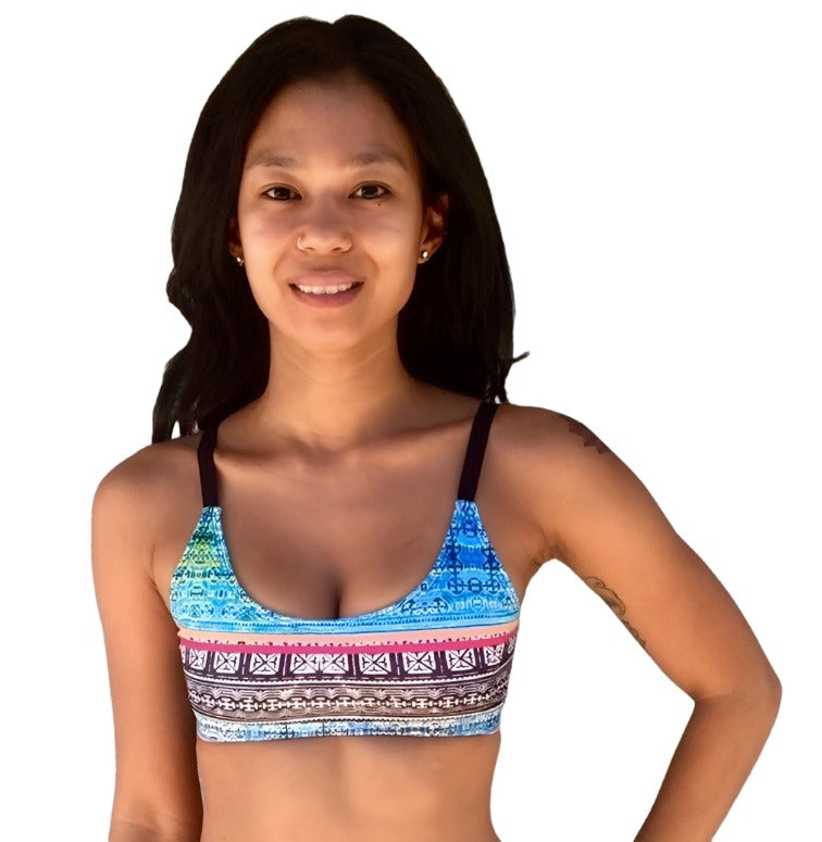 Onzie Hot Yoga X Back Elastic Bra Top 377 - Indo Mix - front view