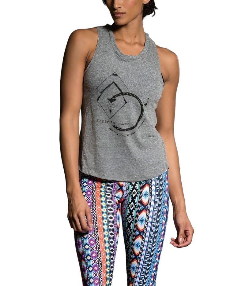 Onzie Hot Yoga Nama Tank 370 Free Spirit Grey - front view