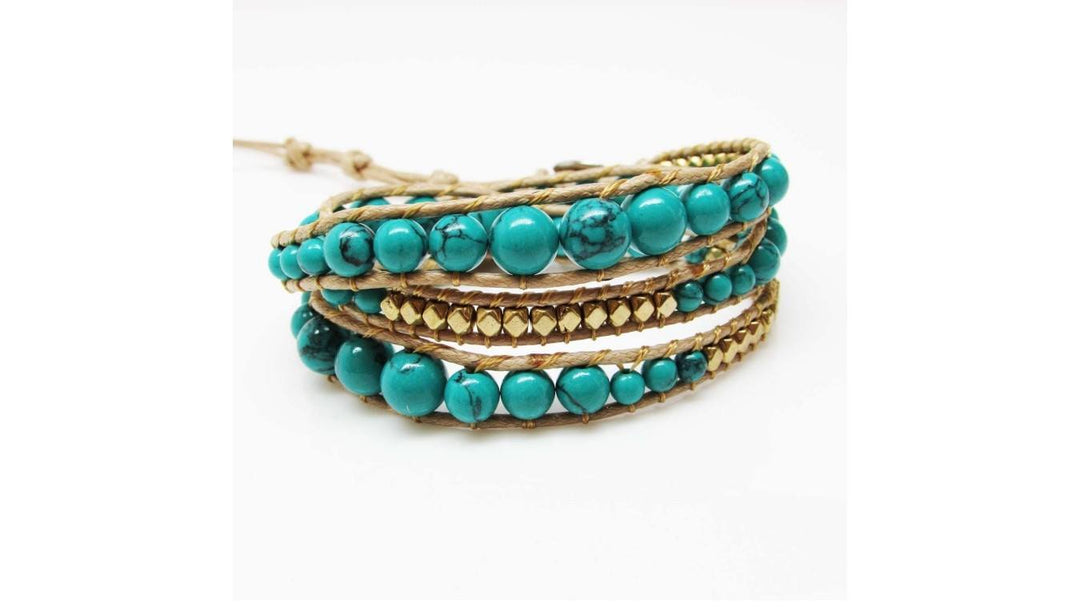 OMG Bling Hand Made Wrap Bracelet - Turquoise