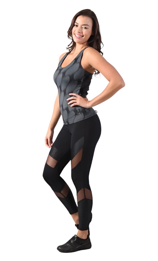 Equilibrium Activewear Legging L7015 Ava Black with Black Mesh - side alt view