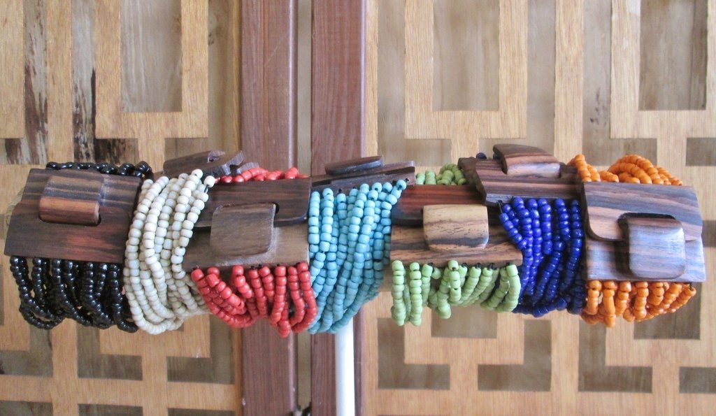 Bali Queen Big Buckle Bracelet - Coral , Royal , White , Green , Turquoise , Orange , Black