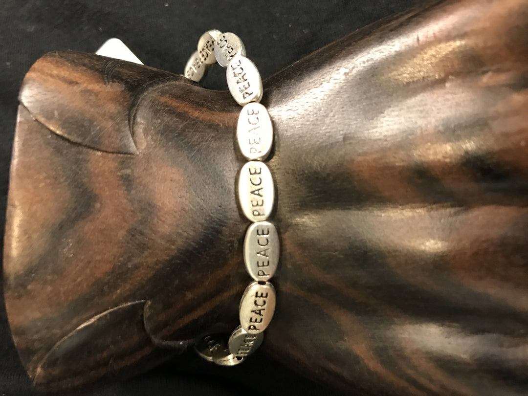 Bali Queen Inspirational Stretch Bracelet (Peace Round) - Silver