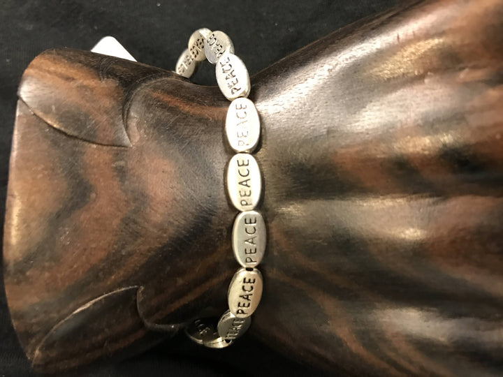 Bali Queen Inspirational Stretch Bracelet (Peace Round) - Silver