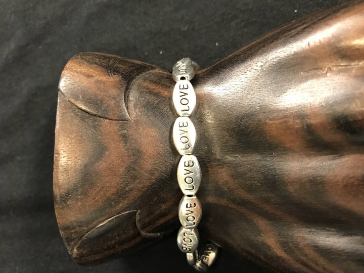 Bali Queen Inspirational Stretch Bracelet (Peace Round) - Silver