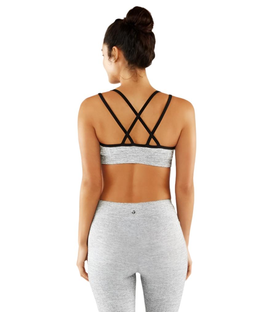 Manduka Cross Strap Bra - Black/White - rear view