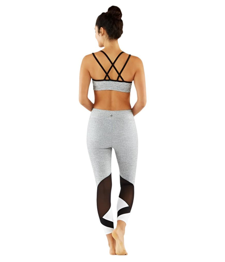 Manduka Cross Strap Bra - Black/White - rear view
