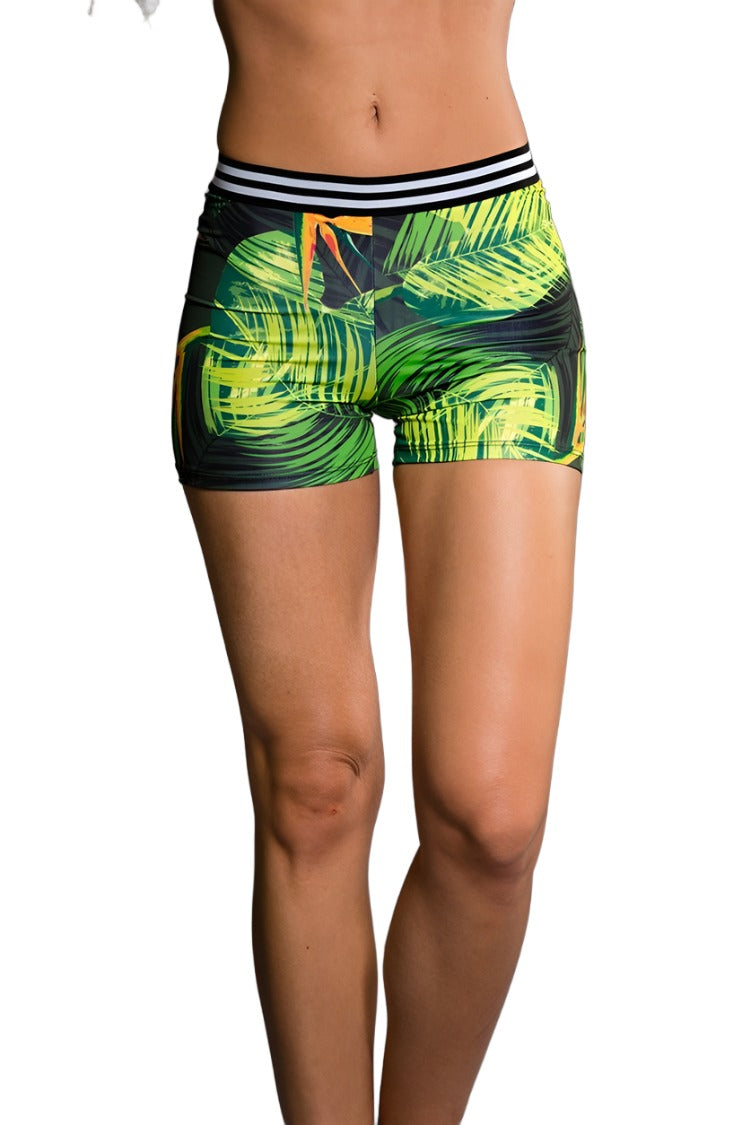 Final Sale Onzie Flow Elastic Short 285 - Paradise - front view 