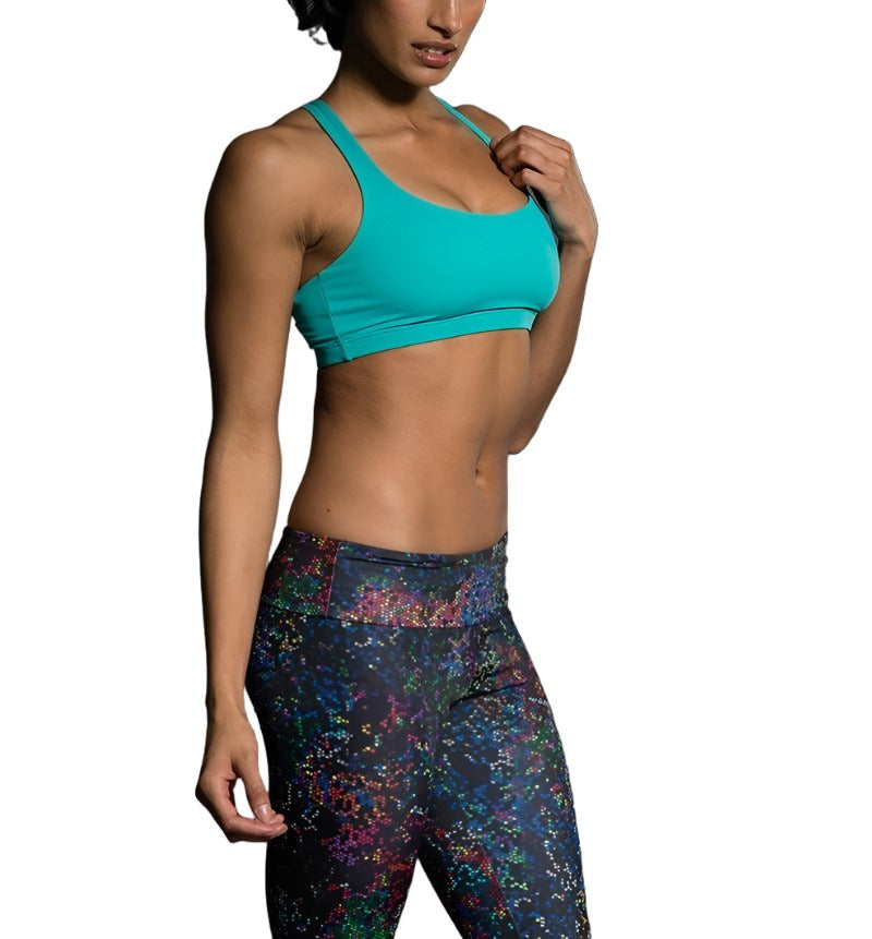 Onzie Hot Yoga Chic Bra 354 - Aqua Tides - Front View