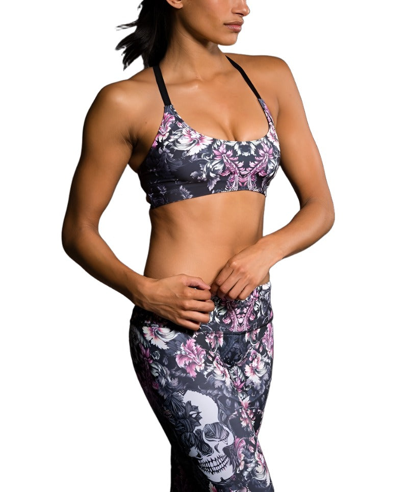 Onzie Hot Yoga X Back Elastic Bra Top 377 - Calavera - Side View