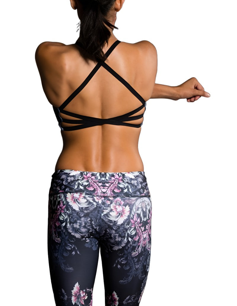 Onzie Hot Yoga X Back Elastic Bra Top 377 - Calavera - Back View