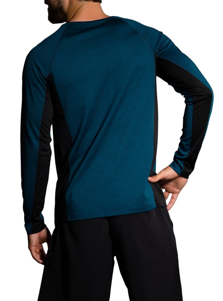 Onzie Hot Yoga Mens Raglan Long Sleeve 702 - fiji - rear view