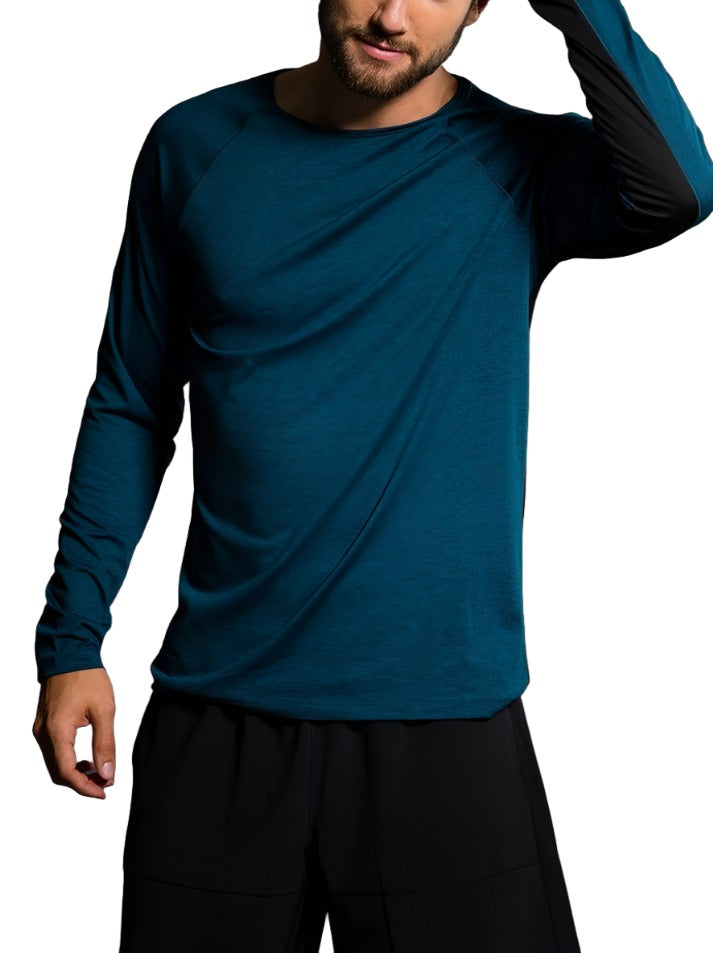 Onzie Hot Yoga Mens Raglan Long Sleeve 702 - fiji - front alt view