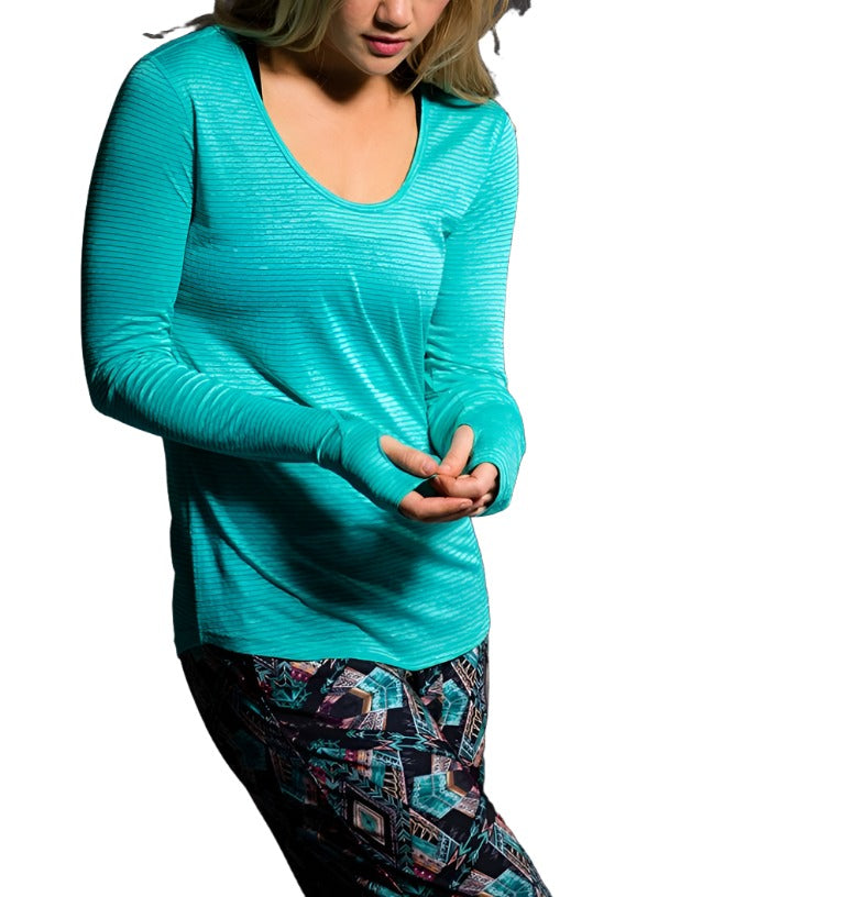 Onzie Hot Yoga Wave Long Sleeve Top 385 - front view