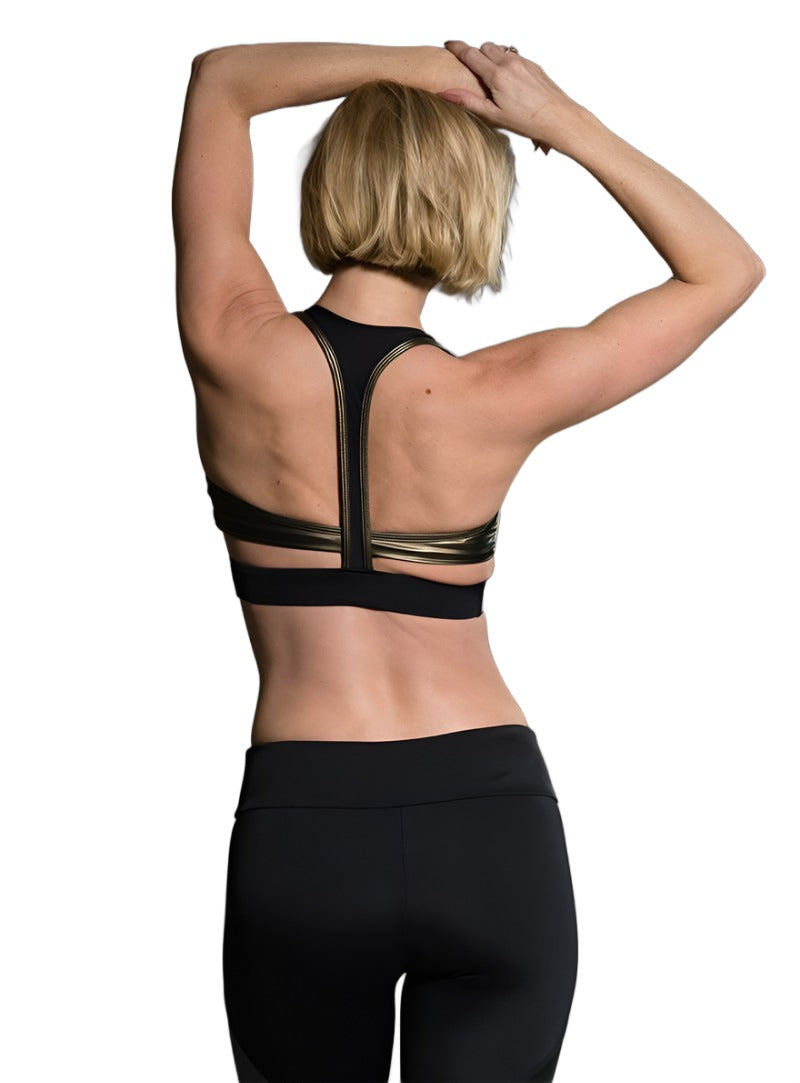 Onzie Hot Yoga Wrap Bra 3600 - Khaki - rear view