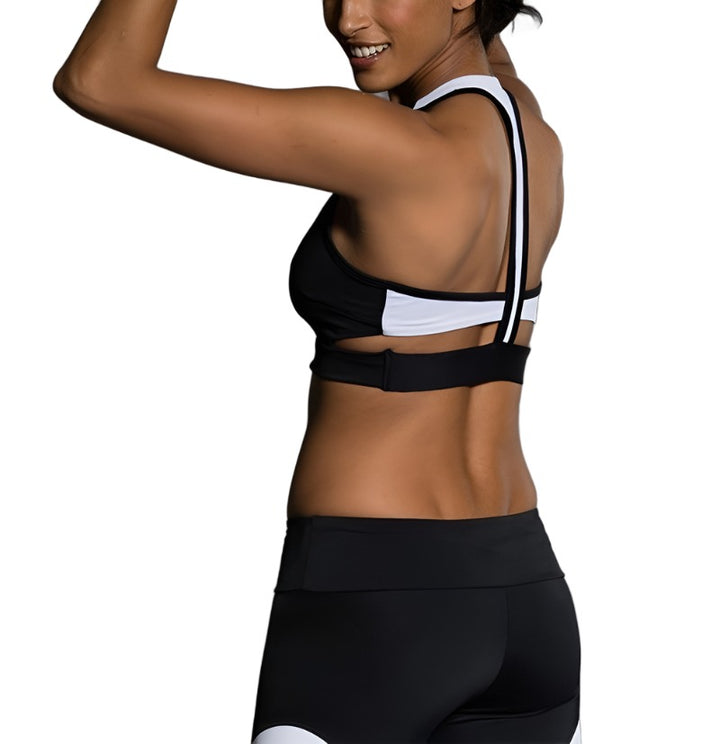 Onzie Hot Yoga Wrap Bra 3600 - Black/White - side  view