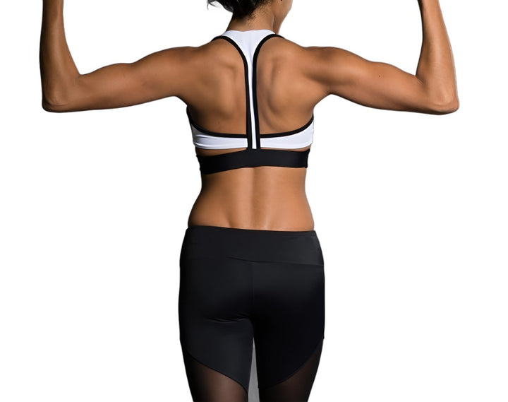 Onzie Hot Yoga Wrap Bra 3600 - Black/White - rear alt view