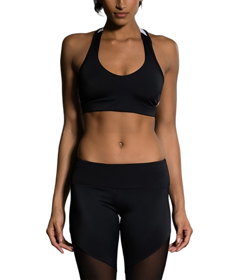 Onzie Hot Yoga Wrap Bra 3600 - Black/White - front view