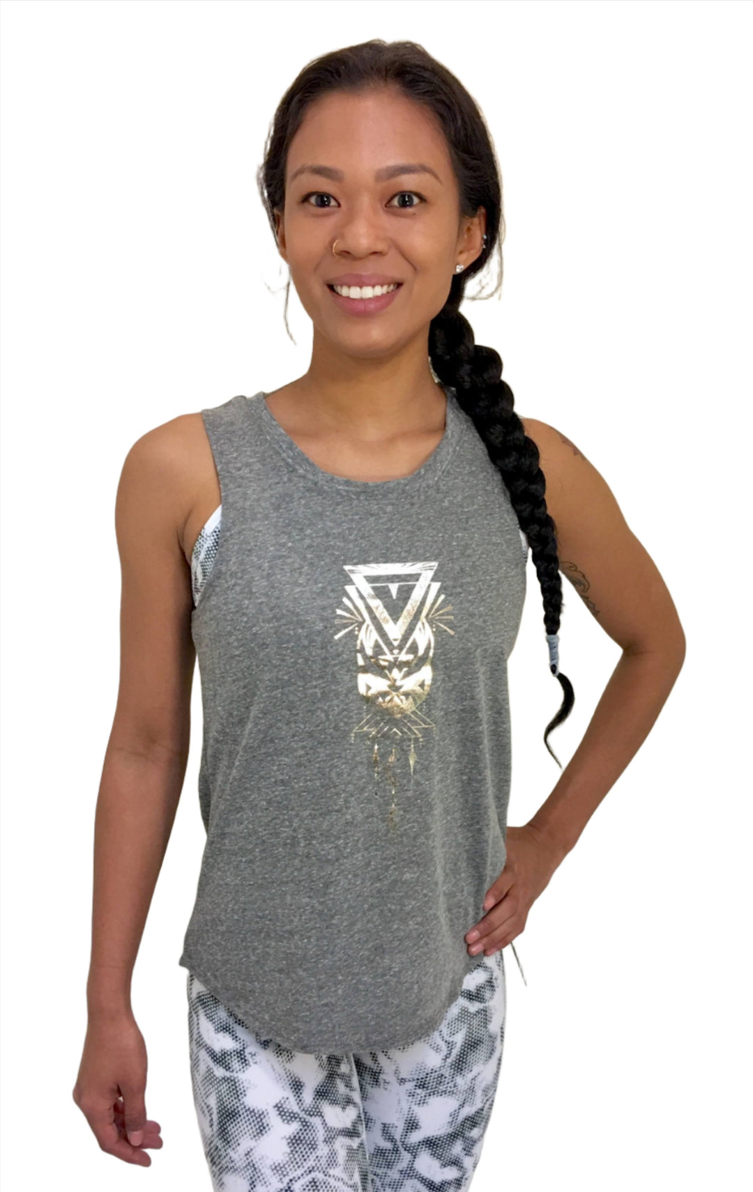 Onzie Nama Tank 370 Mantra - Grey - front view