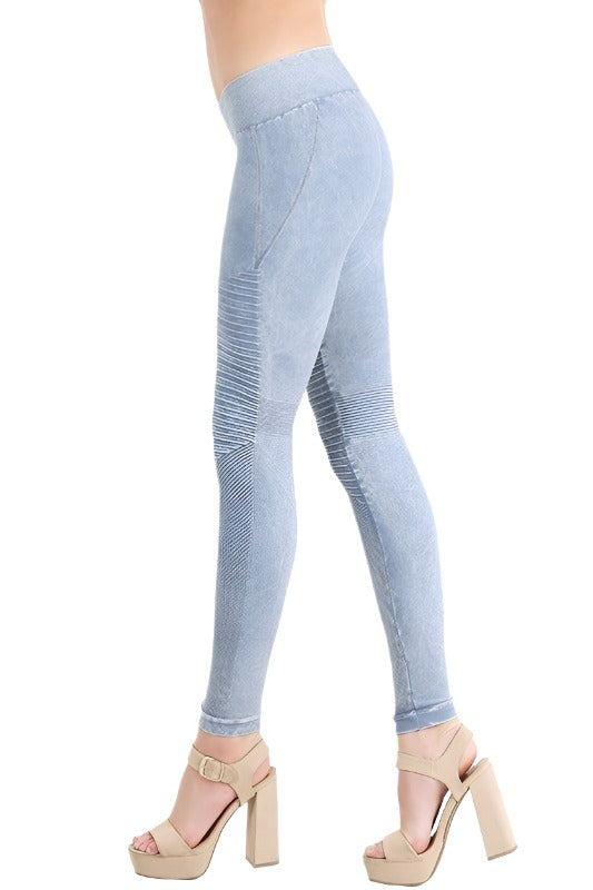 NikiBiki Vintage Moto Long Legging NB7129 - Ice Blue - side view