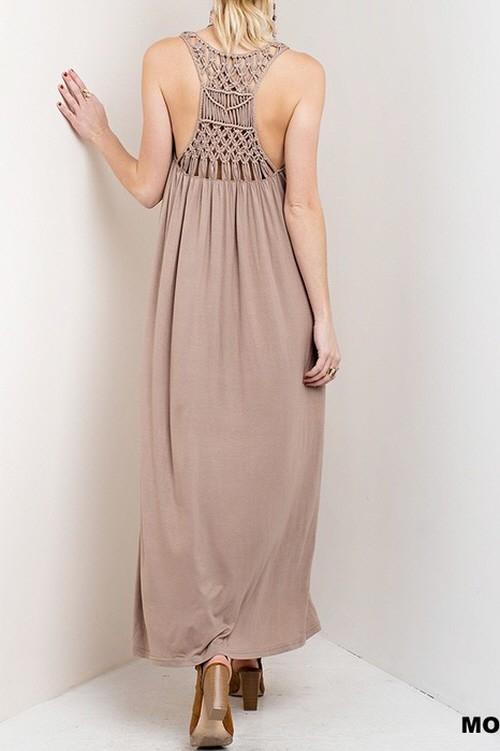 Maxi Dress With Back Detailing 507-AT800257 Mocha - close alt  view
