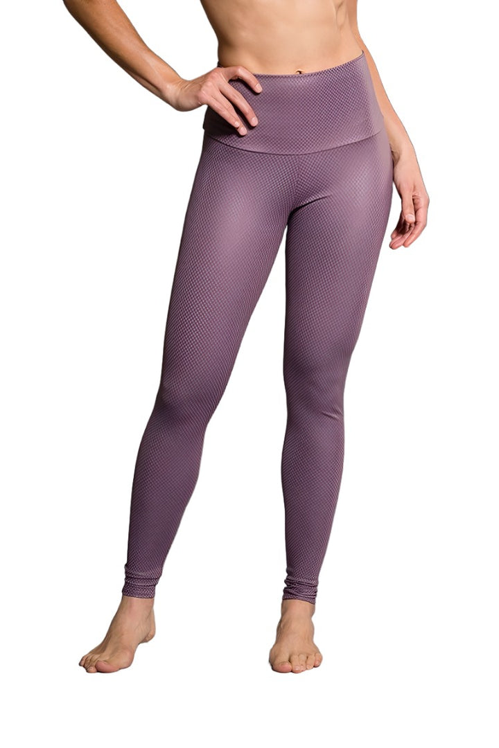Onzie Hot Yoga High Rise Legging 228 Purple Haze Fishnet - front view