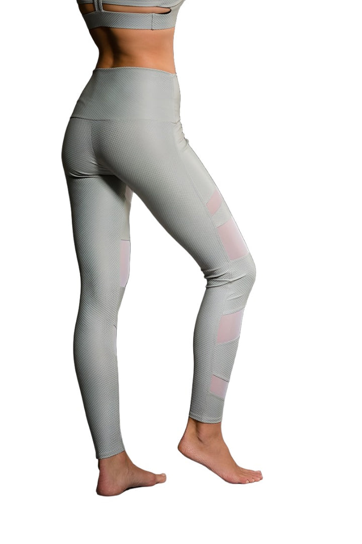 Onzie Hot Yoga High Rise Bondage Legging 280 - Stone Fishnet - rear view