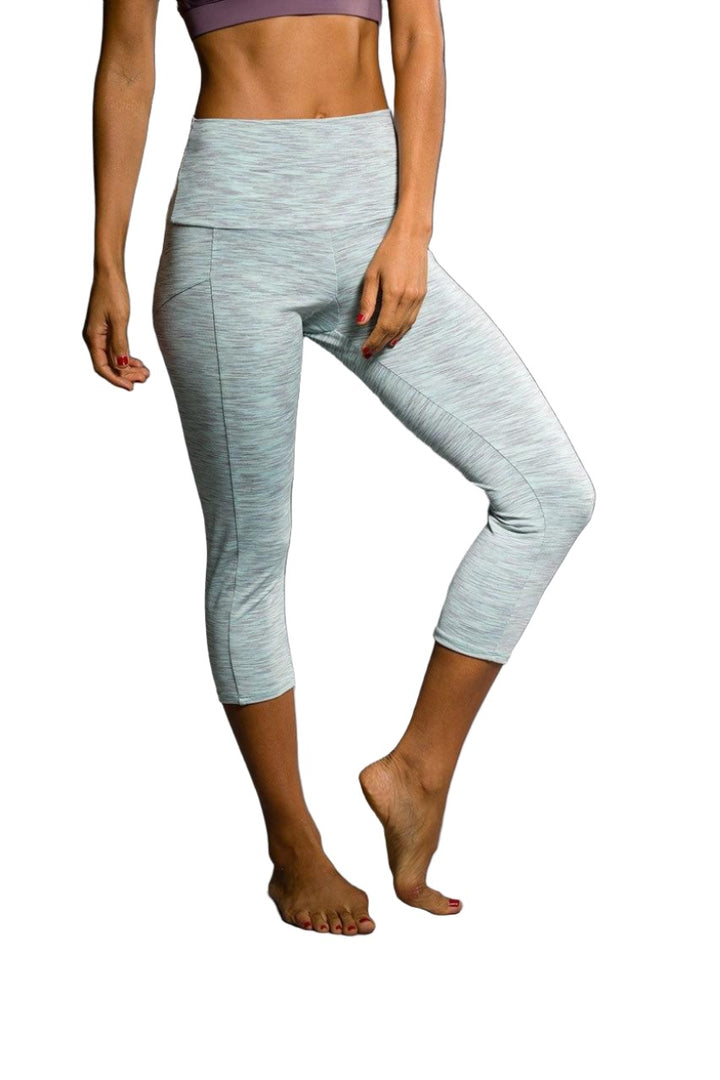 Onzie Hot Yoga High Rise Stunner Capri 2011 - Mint Heather - front  view
