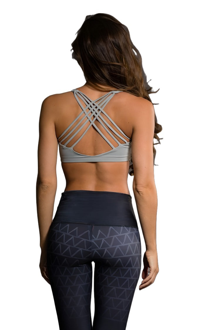 YTIANH Crazy Yoga Sports Bra Women Yoga Solid Sleeveless Cold Shoulder  Casual Tanks Yoga Bra Top Grey,S