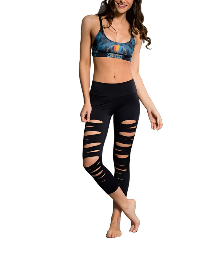 Onzie Hot Yoga X Back Elastic Bra Top 377 - Lucky Eye - front alt view