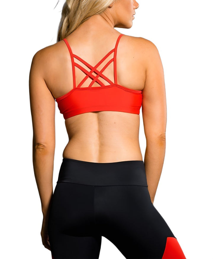 Onzie Hot Yoga Bound Bra 3023 - Hot Coral - rear view