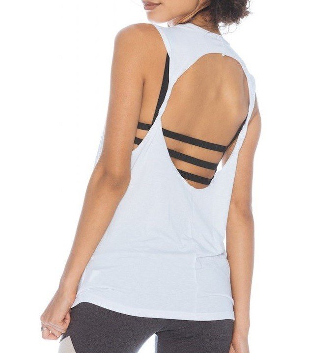 Onzie Hot Yoga Twist Back Top 3602 - White - rear view
