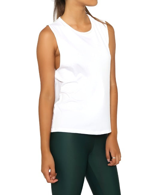Onzie Hot Yoga Twist Back Top 3602 - White - front view