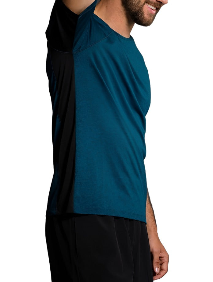 Onzie Hot Yoga Mens Raglan Short Sleeve top 701 - Fiji - rear view
