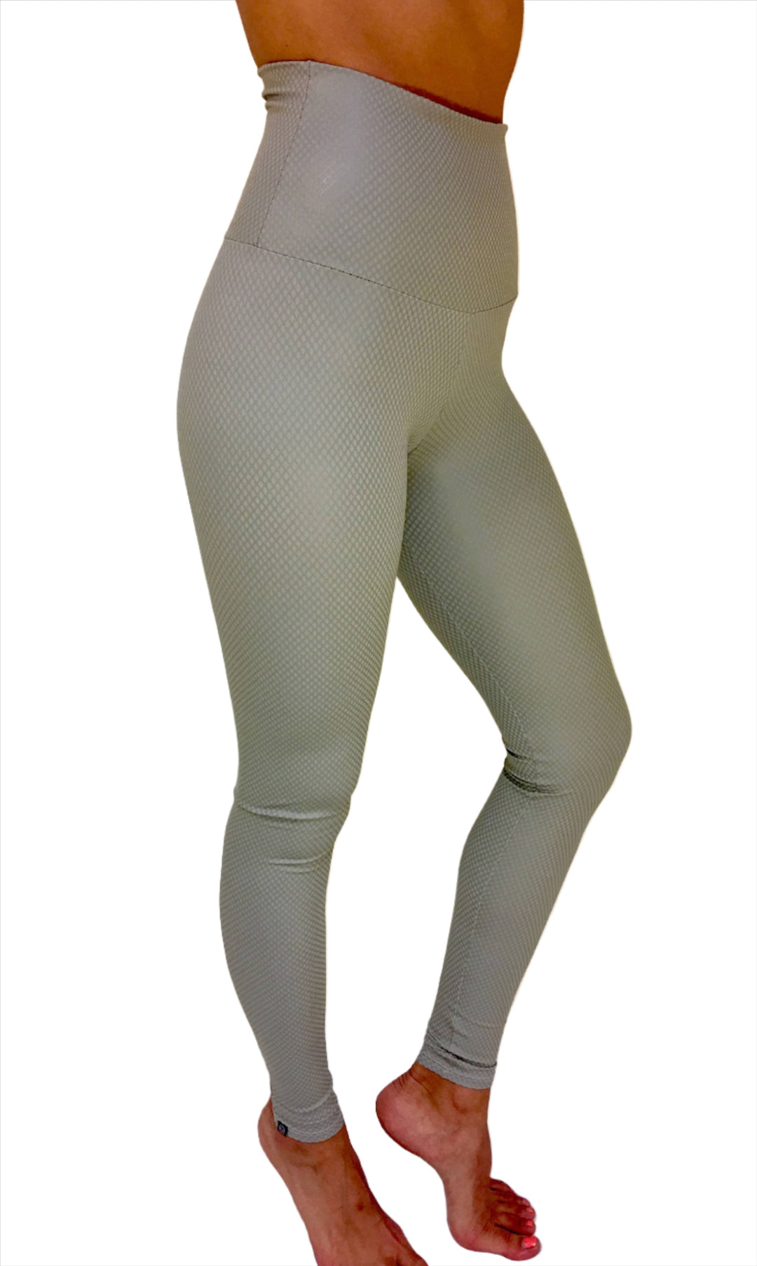 Onzie Hot Yoga High Rise Legging 228 Stone Fishnet - side view
