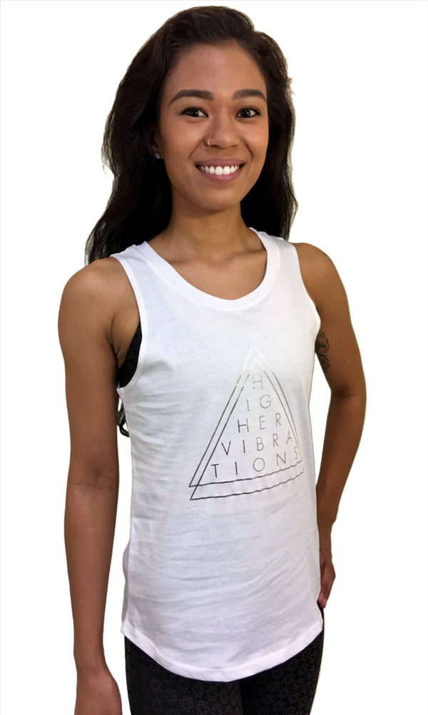 Onzie Nama Tank 370 Higher Vibration White/Silver - front view