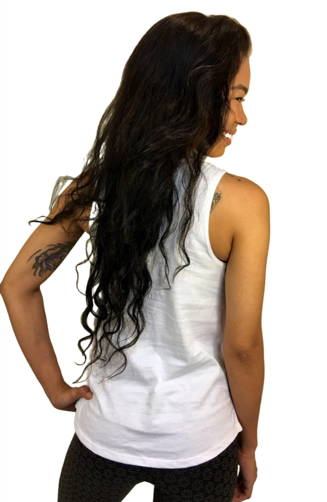Onzie Nama Tank 370 Higher Vibration White/Silver - rear view