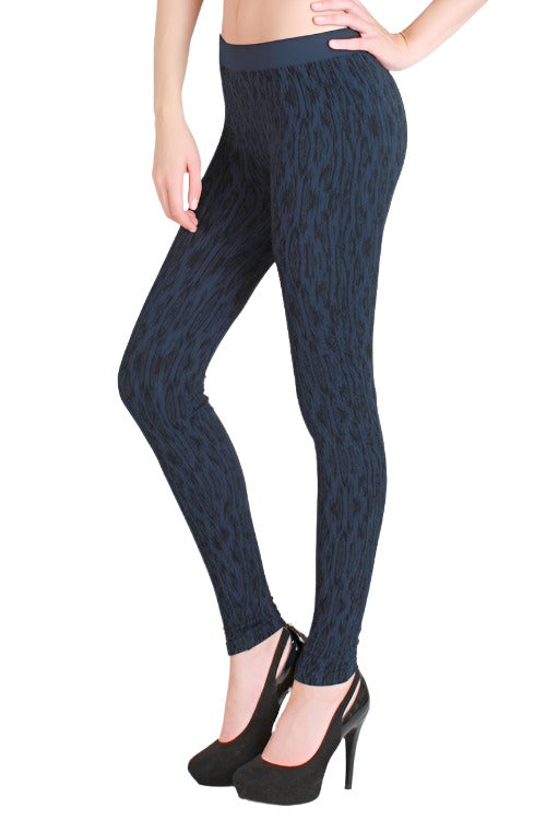 NikiBiki Timber Printed Leggings NB6378 - Denim Blue -   side view