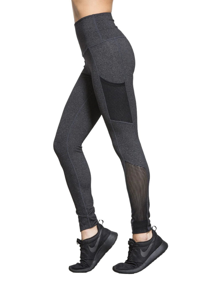 Beyond Yoga Mesh Behavior High Waist Legging - Heather Charcoal - Side View