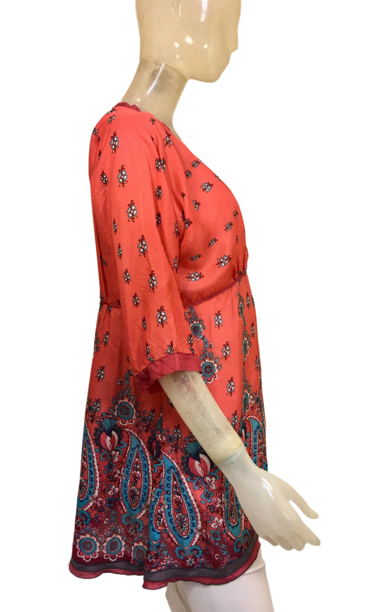 Johnny Was Cherry Silk Top - side view