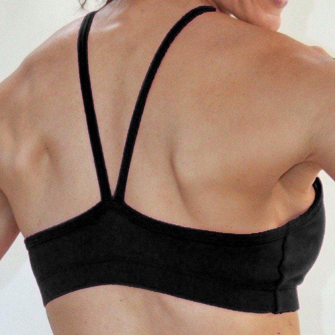 One Step Ahead V front Cami Bra 325 Cotton - Black - rear view
