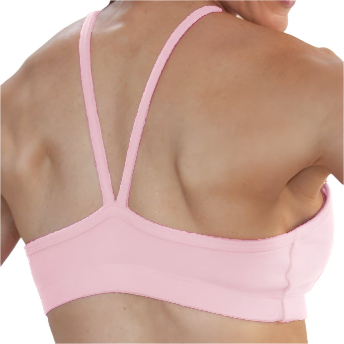 One Step Ahead Cotton V front Cami Bra - Pale Pink - Back View