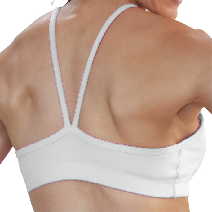 One Step Ahead Cotton V front Cami Bra - White - Back View