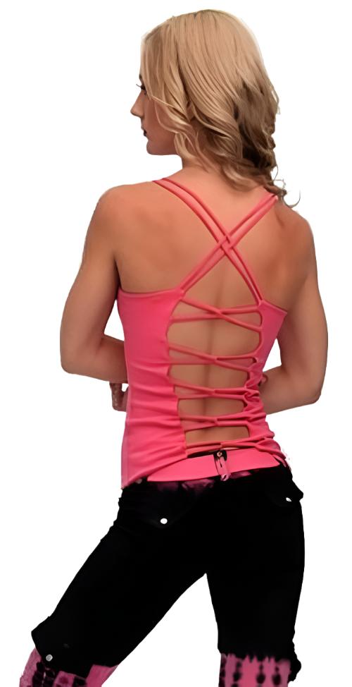 Equilibrium Activewear Solid Link Long Top LT113  - Orchid - rear view