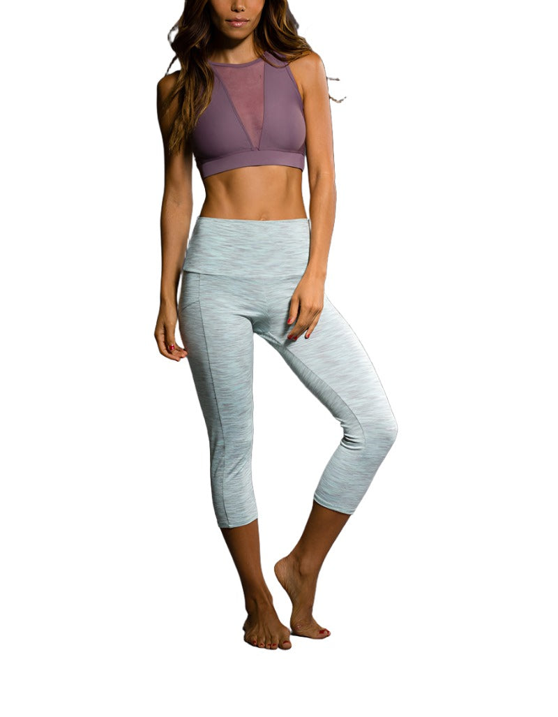 Onzie Hot Yoga High Rise Stunner Capri 2011 - Mint Heather - front view