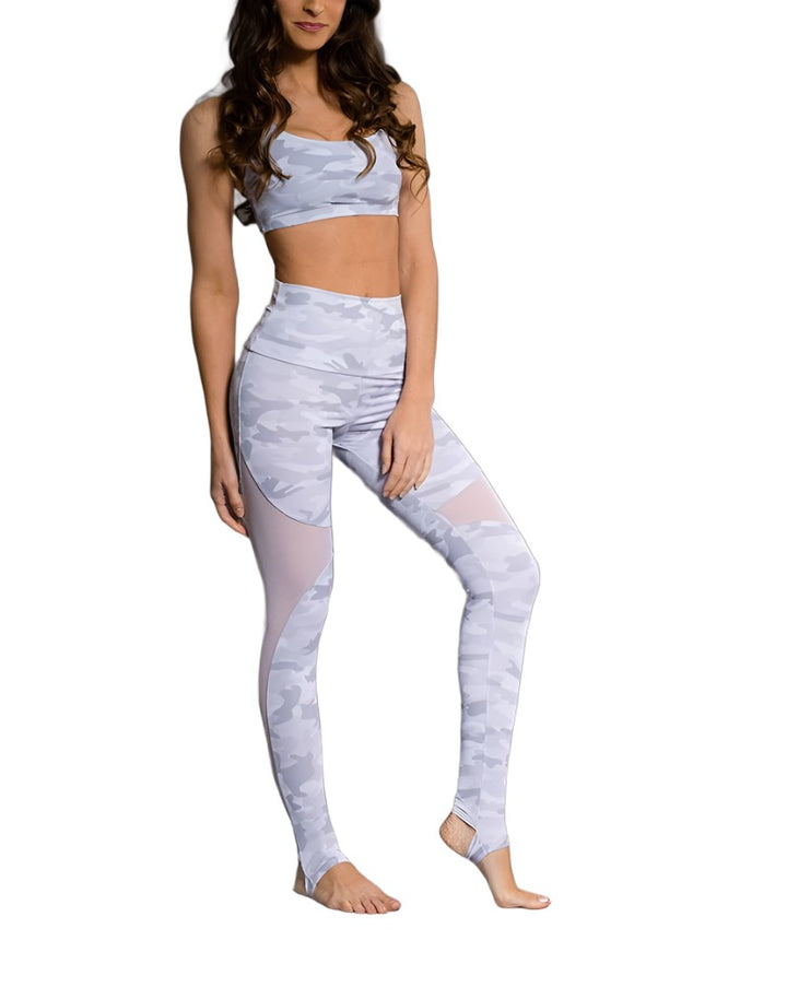 Onzie Hot Yoga Stirrup Legging 2007 - Grey Camo - front alt  view