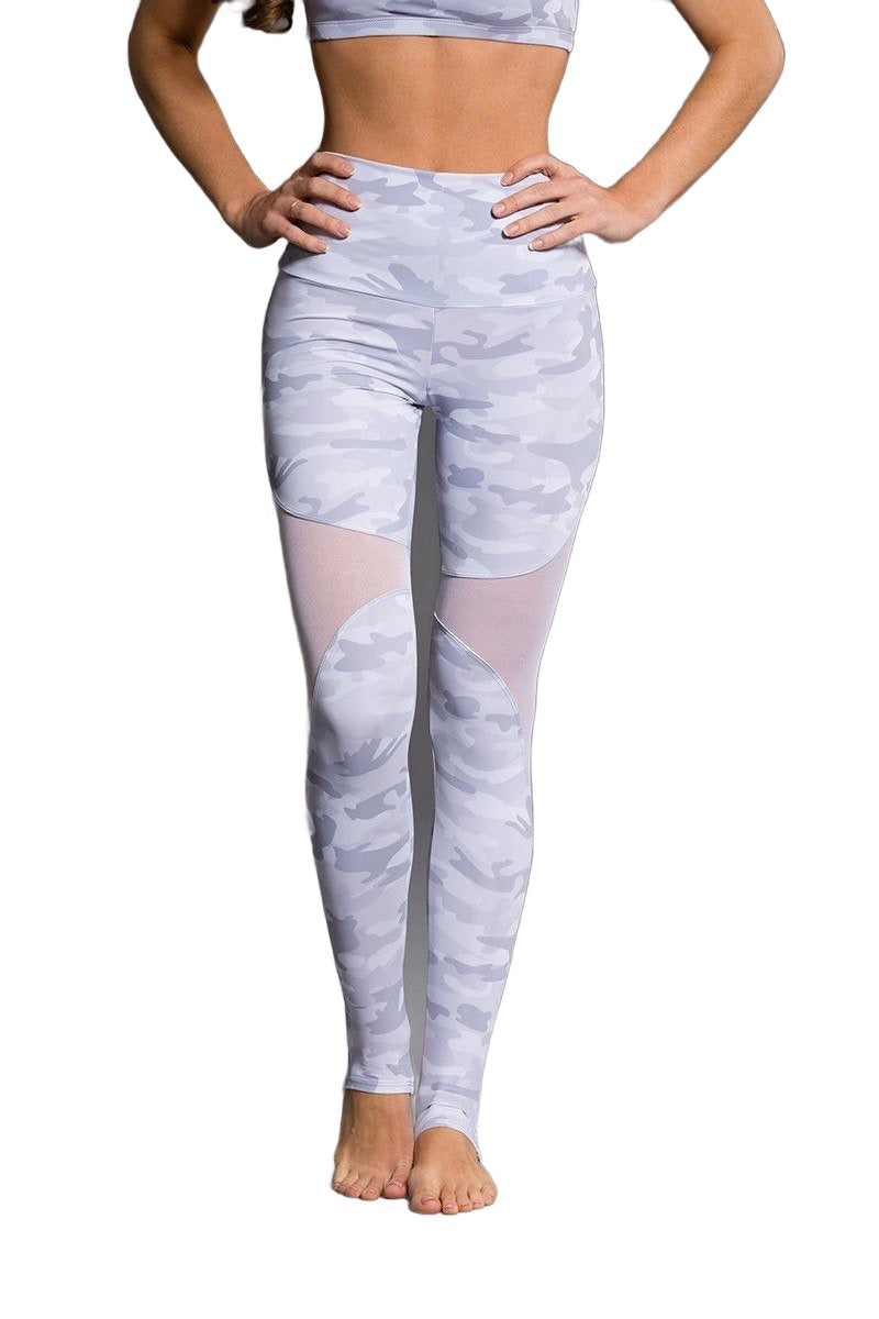 Onzie Hot Yoga Stirrup Legging 2007 - Grey Camo - front view
